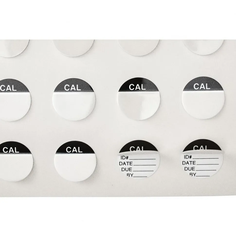 Inspection & Quality Label: "Calibration Id#__ By__Date__Due__", Round, 0.5" Dia