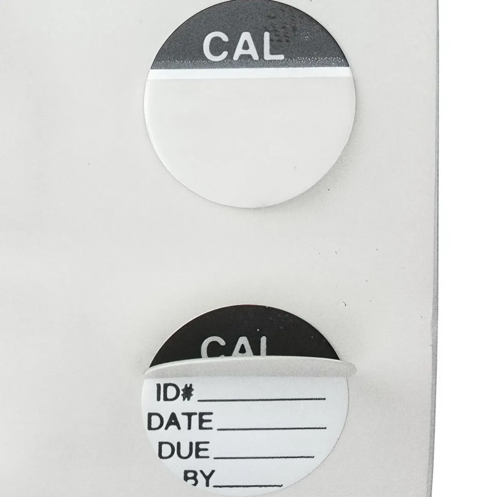 Inspection & Quality Label: "Calibration Id#__ By__Date__Due__", Round, 0.5" Dia