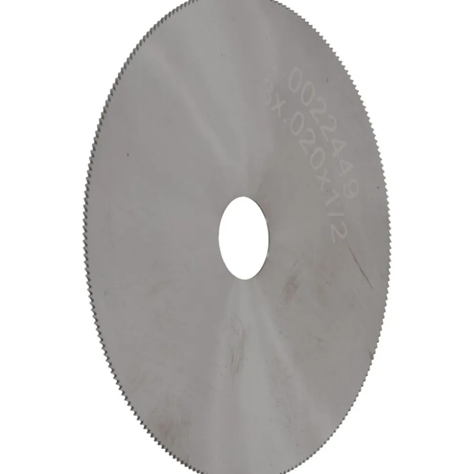 Jeweler's Saw: 3" Dia, 0.02" Thick, 1/2" Arbor Hole, 230 Teeth, Solid Carbide