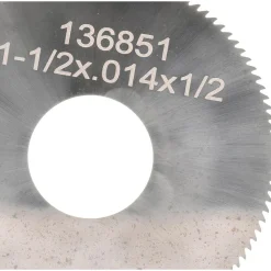 Jeweler's Saw: 1-1/2" Dia, 0.014" Thick, 1/2" Arbor Hole, 110 Teeth, Solid Carbide