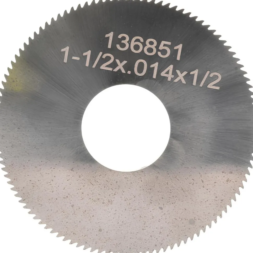 Jeweler's Saw: 1-1/2" Dia, 0.014" Thick, 1/2" Arbor Hole, 110 Teeth, Solid Carbide