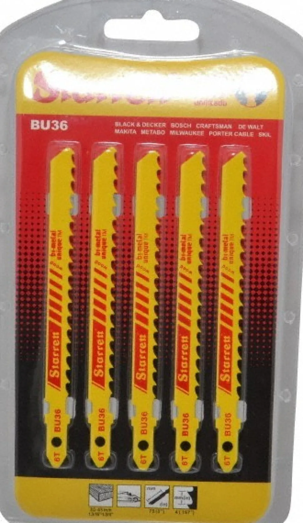 Jigsaw Blade: Bi-Metal, 6 TPI, 0.05" Blade Thickness, 5/16" Blade Width