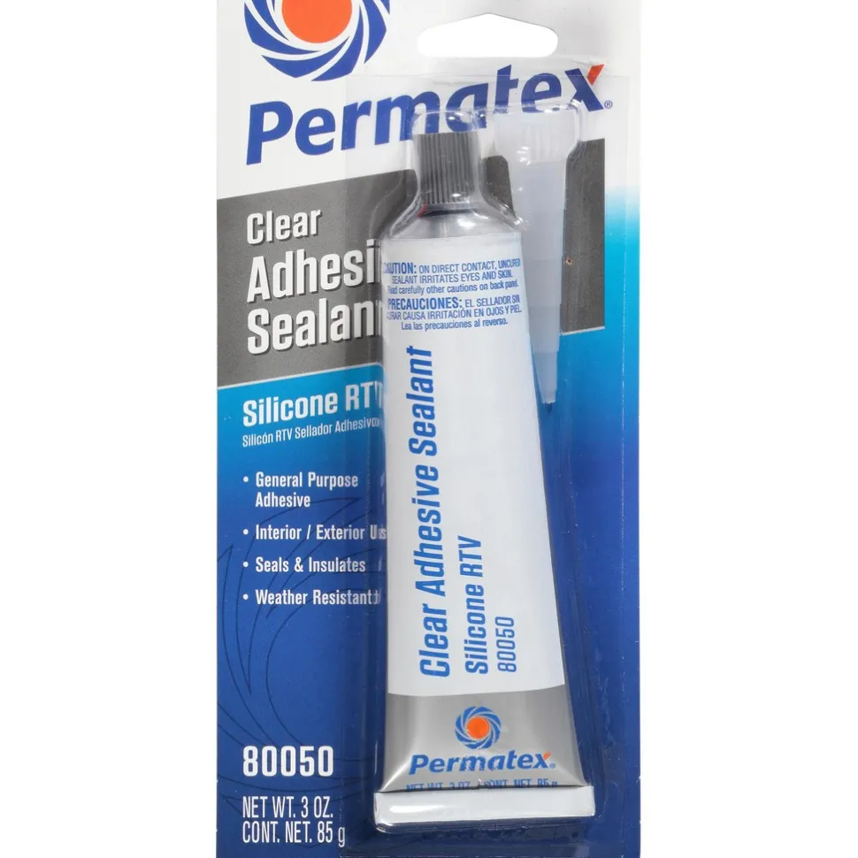Joint Sealant: 3 oz Tube, Clear, RTV Silicone