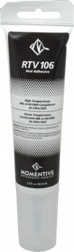 Joint Sealant: 2.8 oz Tube, Red, RTV Silicone
