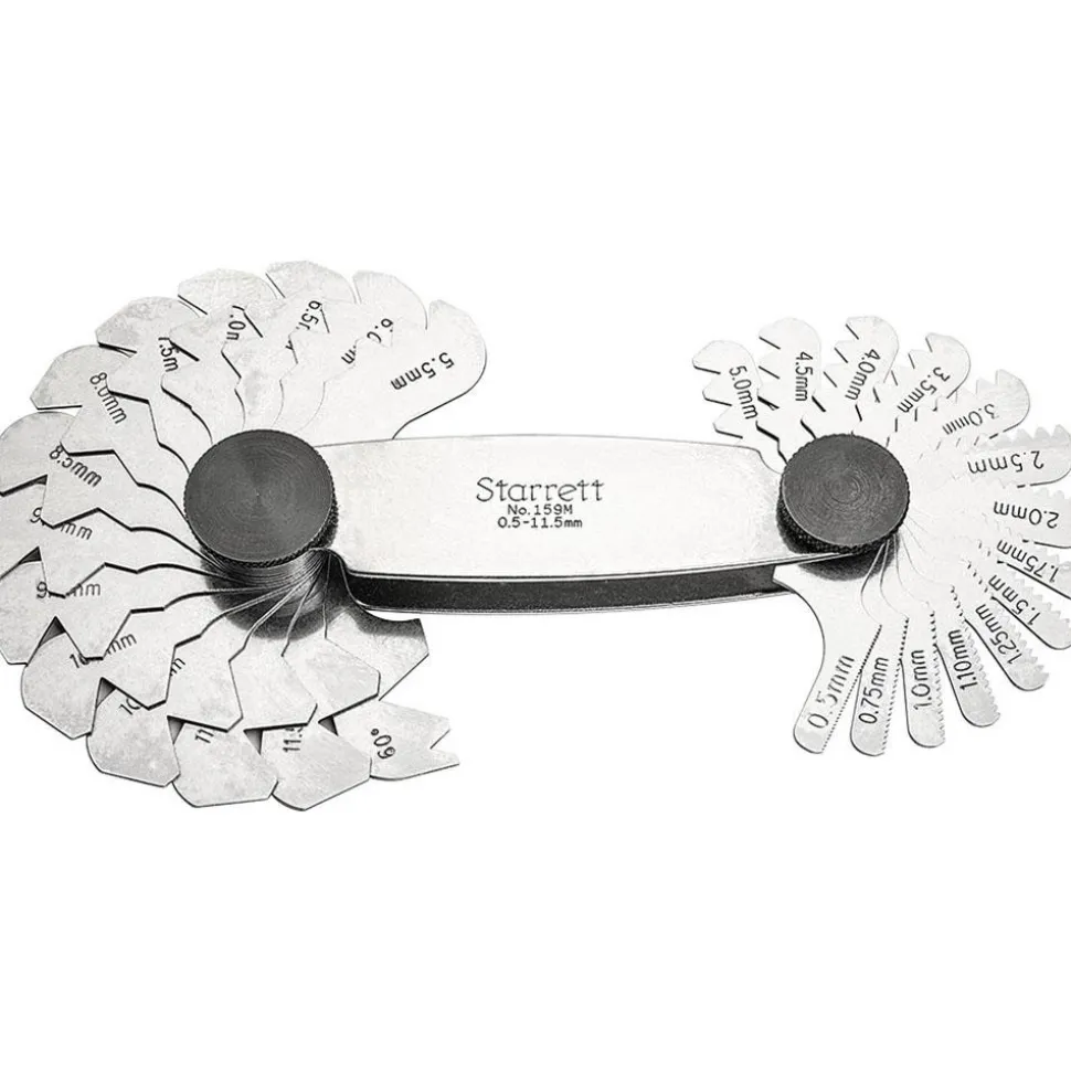 28 Leaf, 0.5 to 11.5mm Pitch Range, Steel Screw Pitch Gage