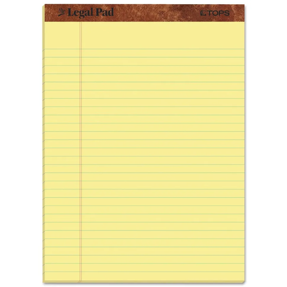 Legal Pad Writing Pad: 50 Sheets, 8-1/2 x 11-3/4" Sheet, Legal Ruled, Yellow Paper