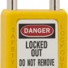 Lockout Padlock: Keyed Different, Thermoplastic, Steel Shackle, Yellow