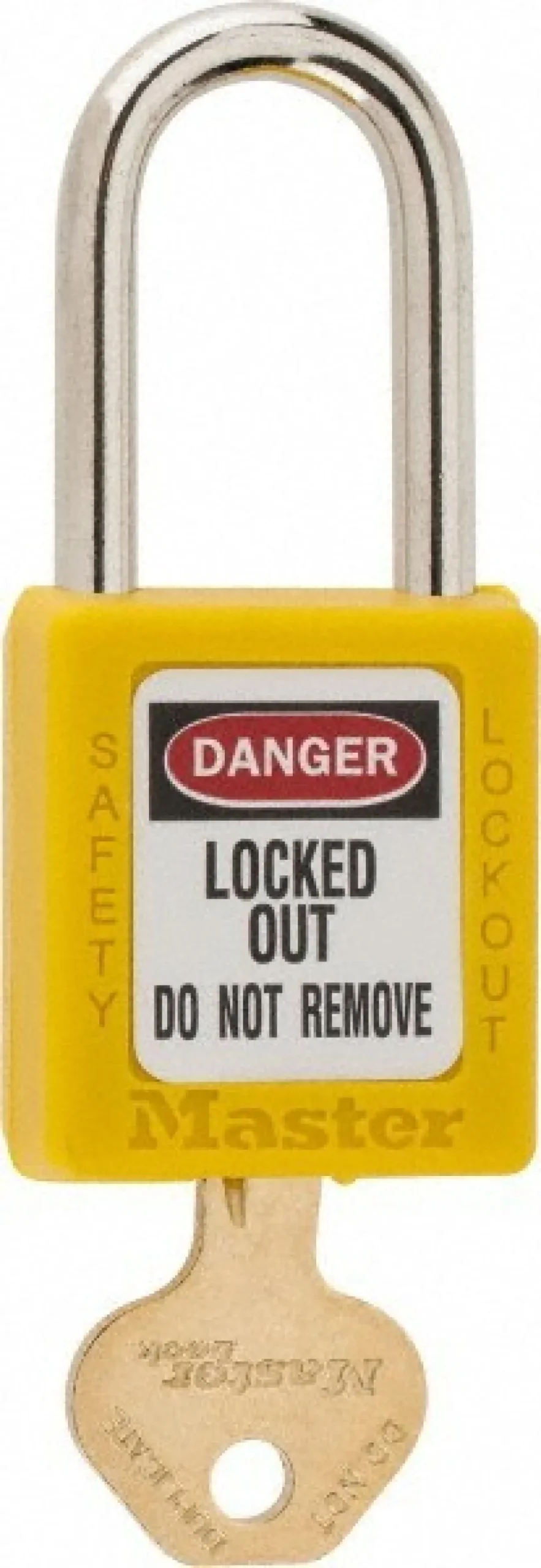 Lockout Padlock: Keyed Different, Thermoplastic, Steel Shackle, Yellow