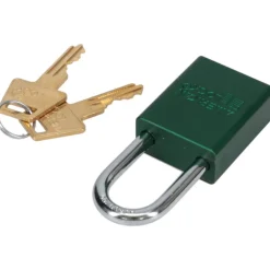 Lockout Padlock: Keyed Different, Aluminum, Steel Shackle, Green
