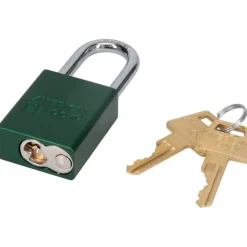 Lockout Padlock: Keyed Different, Aluminum, Steel Shackle, Green