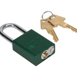 Lockout Padlock: Keyed Different, Aluminum, Steel Shackle, Green