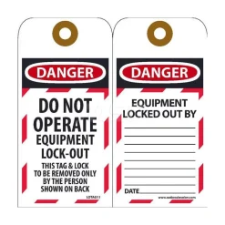 Lockout Tag: Rectangle, 3" High, 6" Wide, Unrippable Vinyl, "Danger"
