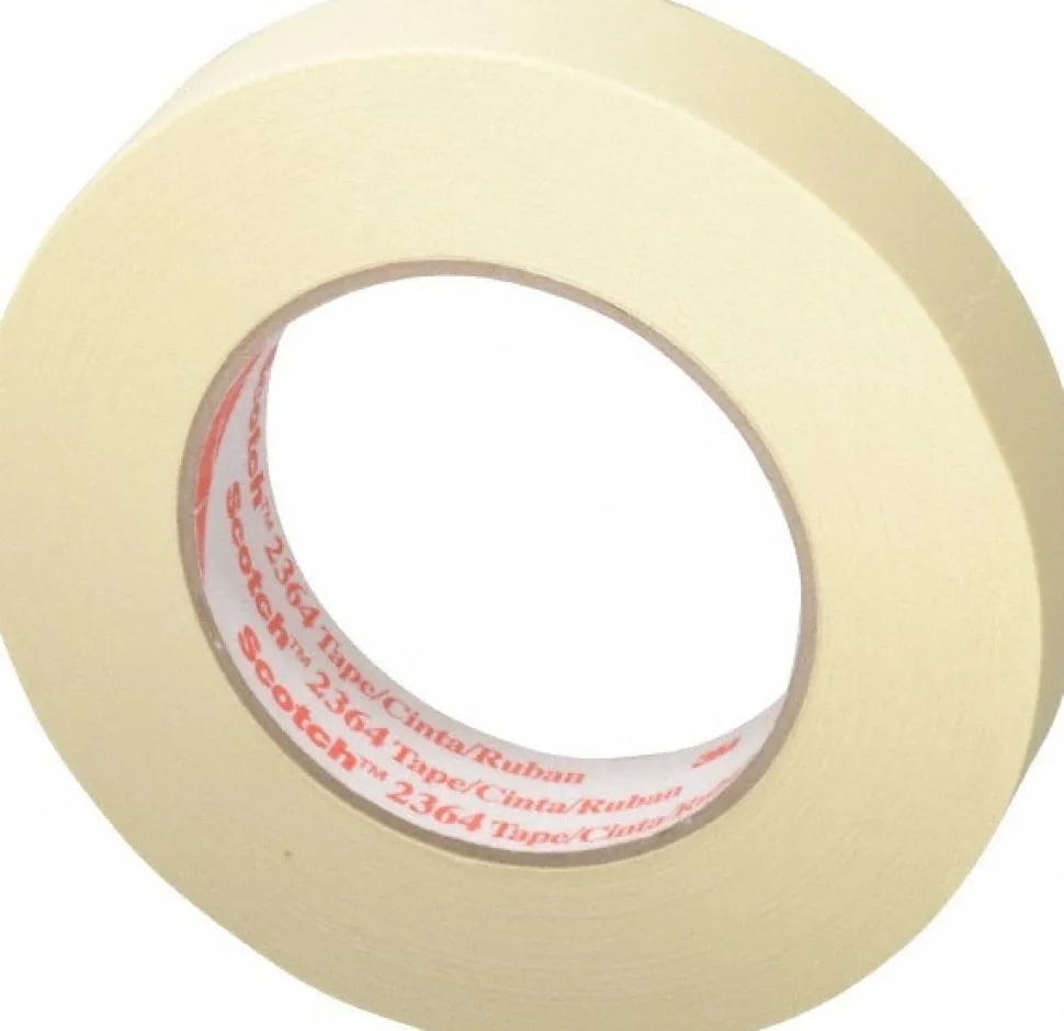 Masking Tape: 1" Wide, 180' Long, 6.5 mil Thick, Tan