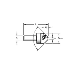 0.94" Max Dia, 1/2" Shank Dia, 0.28" LOC, 100° Included Angle, Indexable Countersink