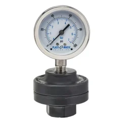 100 Max psi, 2" Dial Dia, PVC Pressure Gauge Guard & Isolator