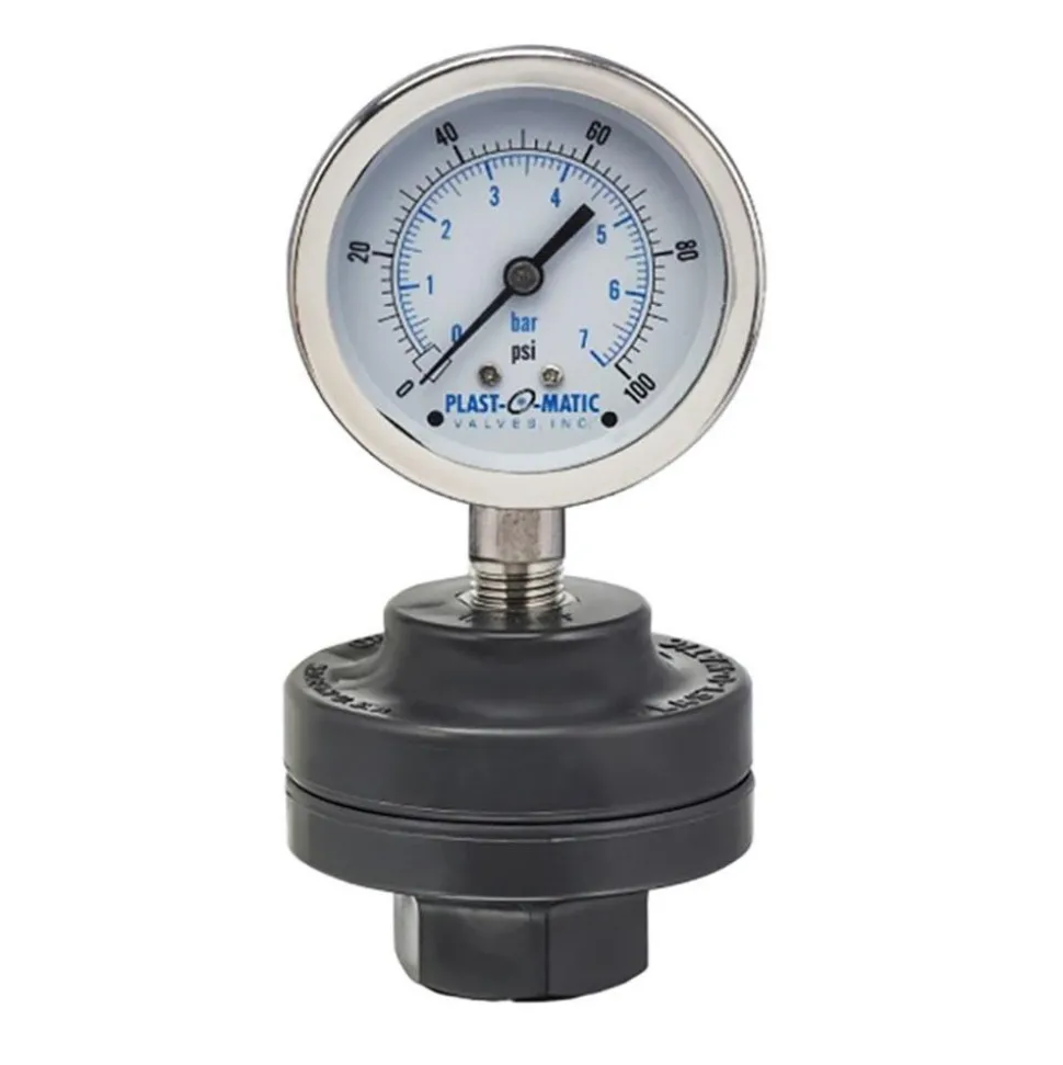 100 Max psi, 2" Dial Dia, PVC Pressure Gauge Guard & Isolator