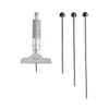 Mechanical Depth Micrometer: 4'' Range, 4 Rods, Satin Chrome Finish