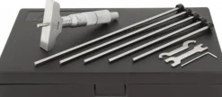 Mechanical Depth Micrometer: 6'' Range, 6 Rods, Satin Chrome Finish