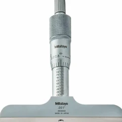 Mechanical Depth Micrometer: 1'' Range, 1 Rod, Satin Chrome Finish