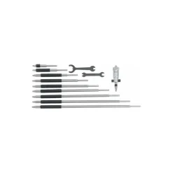 Mechanical Inside Micrometer Set: 2 to 12" Range, 10 Extension Rods, Satin Chrome Finish