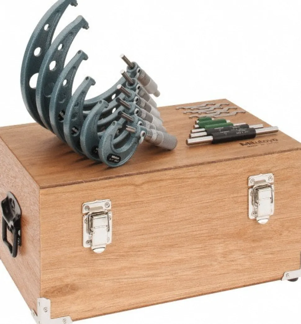 Mechanical Outside Micrometer Set: 11 Pc, 0 to 6" Measurement