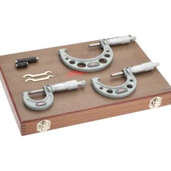 Mechanical Outside Micrometer Set: 3 Pc, 0 to 3