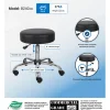 Medical Spa Professional Adjustable Stool: 20-1/2 to 26-1/2" Seat Height, 16 x 16" Seat