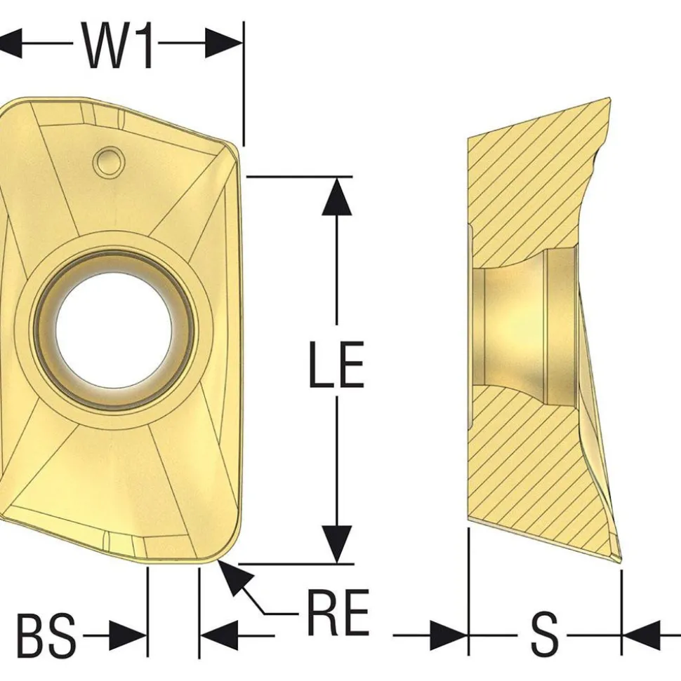Milling Inserts: Insert Style: XOMX; Insert Size: 12; Insert Material: Solid Carbide; Insert Shape: Parallelogram