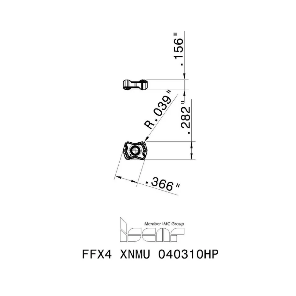 Milling Inserts: Insert Style: XNMU; Insert Size: 04; Insert Material: Solid Carbide; Insert Shape: Bone
