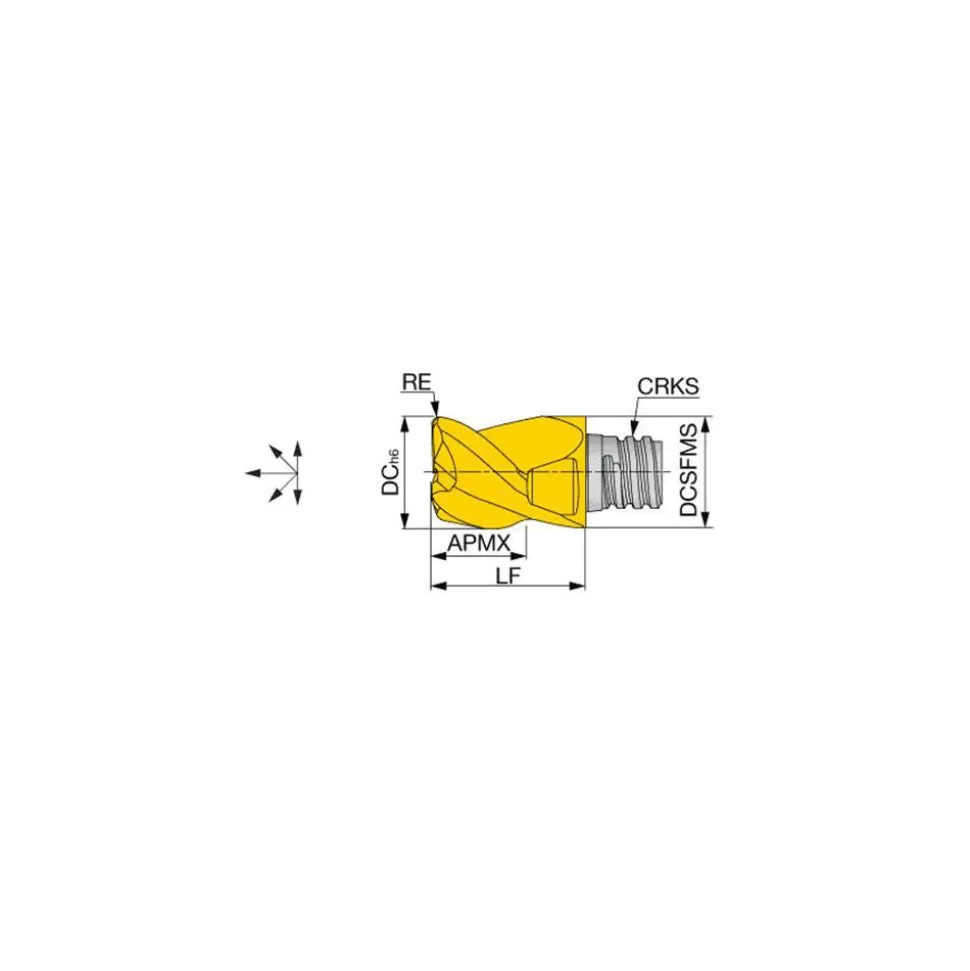 8mm Mill Dia, 5mm LOC, 10mm OAL, 3 Flute Square End Mill Head