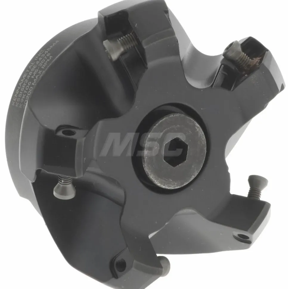 62.99mm Cut Dia, 1" Arbor Hole, 6.6mm Max Depth of Cut, 45° Indexable Chamfer & Angle Face Mill