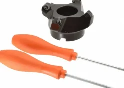 80.01mm Cut Dia, 1" Arbor Hole, 6.6mm Max Depth of Cut, 45° Indexable Chamfer & Angle Face Mill