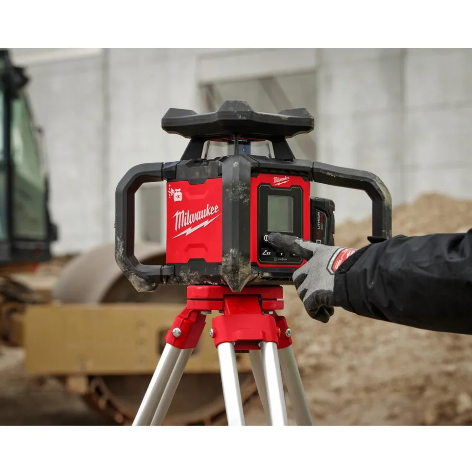 M18™ Red Exterior Dual Slope Rotary Laser Level Kit with Receiver, Remote, Grade Rod & Tripod