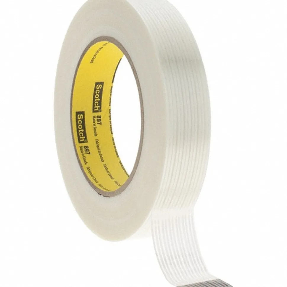 Packing Tape: 1" Wide, Clear, Rubber Adhesive