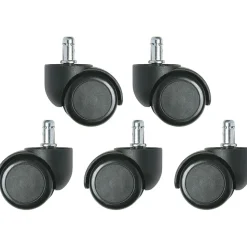 Pack of 5 Black Hard Floor Casters