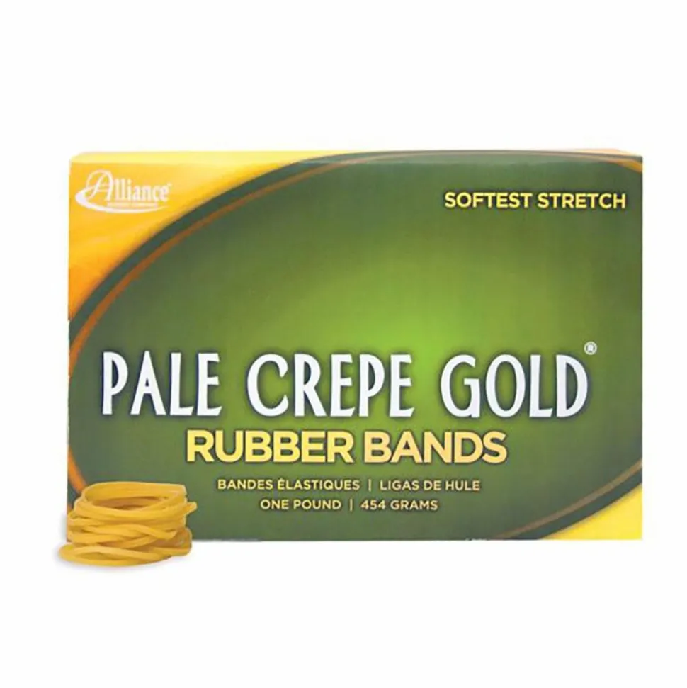 Pack of (1,100) 3" Circumference, 1/8" Wide, Pale Crepe Gold Rubber Band Strapping