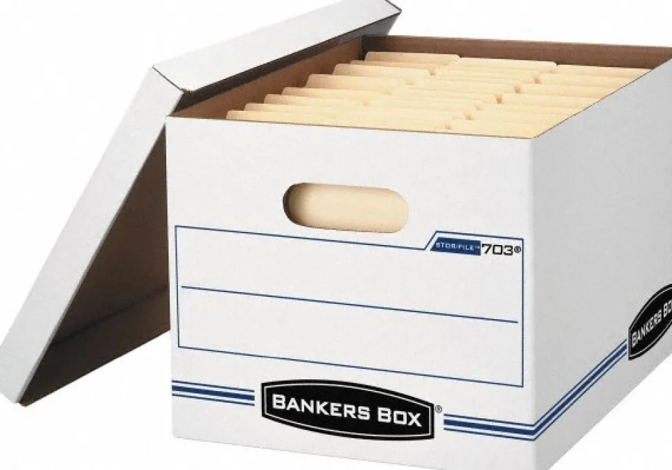 Pack of (12), 1 Compartment, 12" Wide x 15" Deep x 10" High, File Storage Boxes
