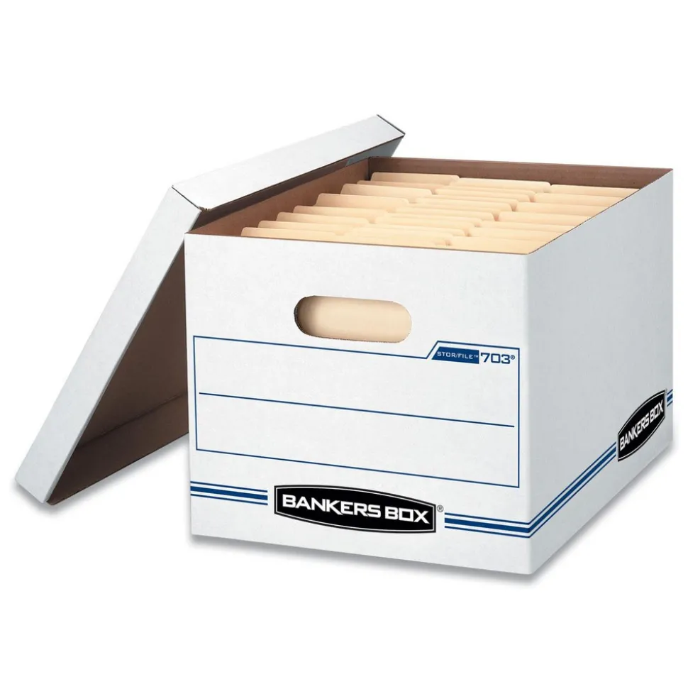Pack of (12), 1 Compartment, 12" Wide x 15" Deep x 10" High, File Storage Boxes