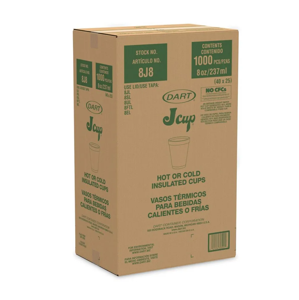 Pack of (1000), Dart Foam Hot/Cold Cups, 8 oz
