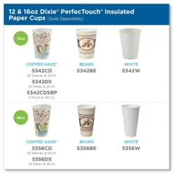 Pack of (500), Dixie Insulated Paper Hot Cups, 12 oz
