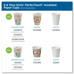 Pack of (500), Dixie Insulated Paper Hot Cups, 8 oz