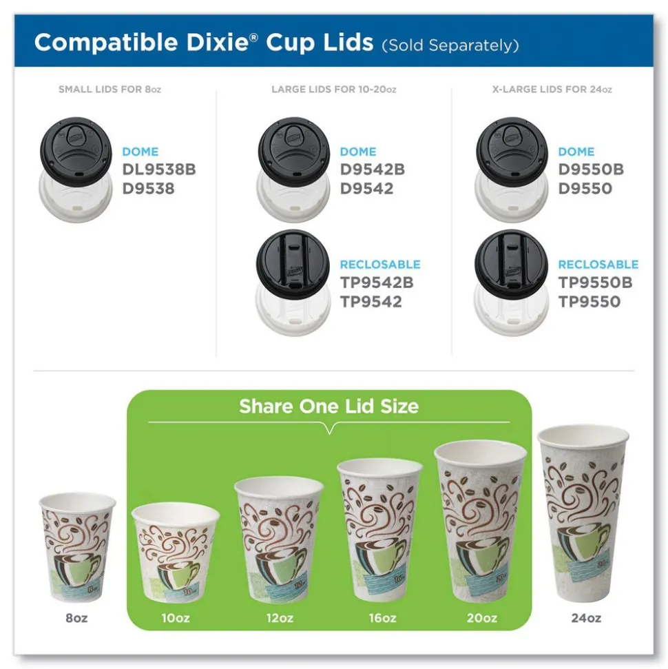 Pack of (500), Dixie Insulated Paper Hot Cups, 8 oz