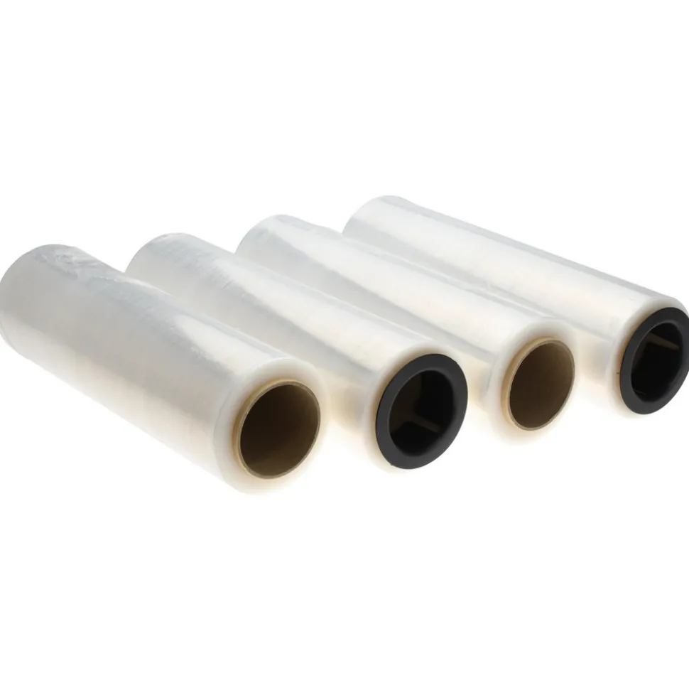 Pack of (4) 1500' Rolls, 15" x 1,500', 44 Gauge Clear Hand Held Stretch & Pallet Wrap for Use with Dispenser