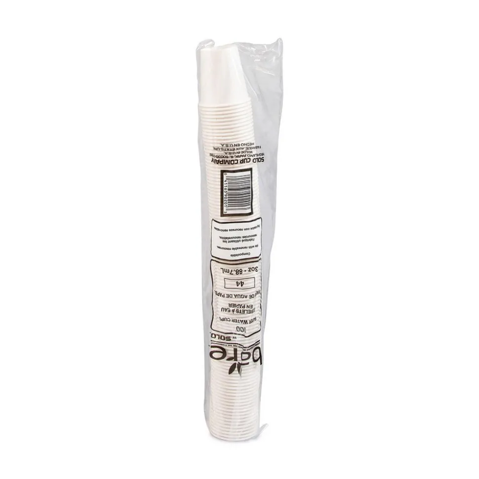 Pack of (100) Solo Flat Bottom Paper Cold Cups, 3 oz
