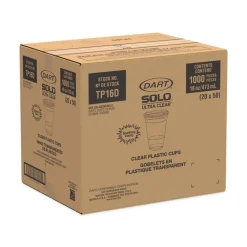 Pack of (50) Solo Plastic Cold Cups, 16 oz Clear