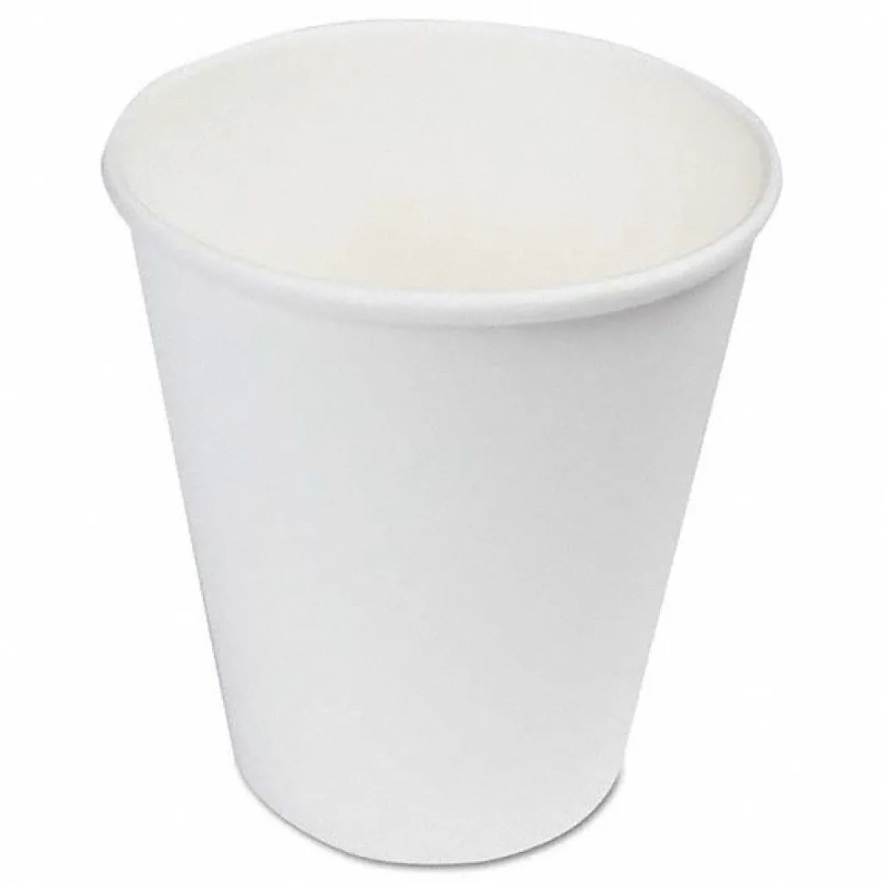 Paper Hot Cups, 8 oz, White, 1000/Carton