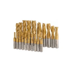 20PC 3/16-3/4" W/CASE 2&4FL HSS TIN SEM