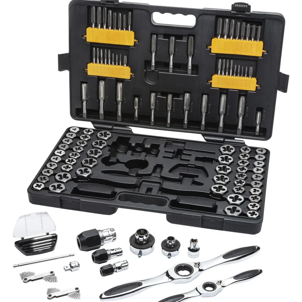 114 Pc. SAE & Metric Ratcheting Tap and Die Set