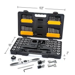 77 Pc. SAE & Metric Ratcheting Tap and Die Set