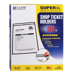 25 Pc Stitched Shop Ticket Holder: Clear